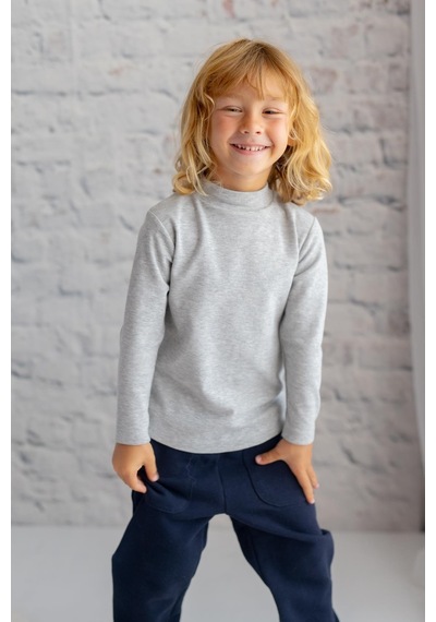 Zeyland Unisex Çocuk Yarım Balıkçı Bluz-grımelanj Gri Melanj
