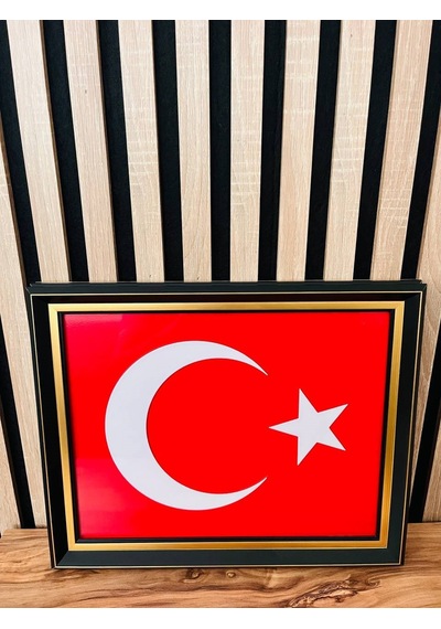 Lüks Çerçeveli El Yapımı Türk Bayrağı Makam Ve Ofis Hediyesi