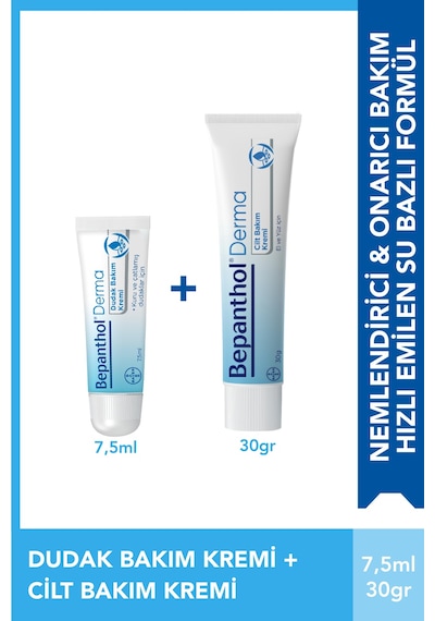 Bepanthol Cilt Kremi 30 G +  Dudak Kremi 7.5 ML l Avantajlı Günlük Bakım Seti