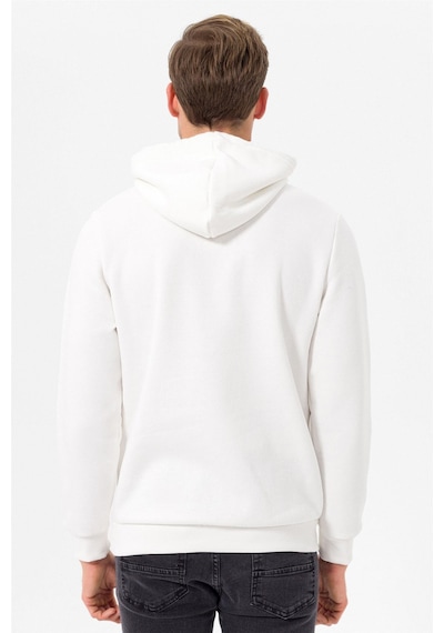 Süvari Oversize Geniş Kesim Pamuklu Yumuşak Dokulu Içi Polarlı Basic Kapüşonlu Sweatshirt Beyaz