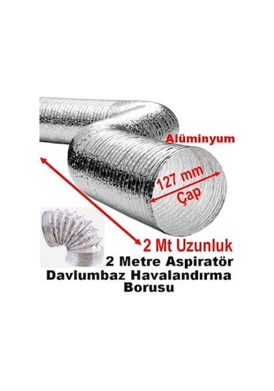 2 Metre Çelik Tel Alüminyum Baca Borusu Tüm Aspiratörlere Uygun