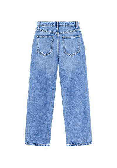 Vadon 1055 Kadın Yüksek Bel Kar Yıkamalı Wide Leg Geniş Paça Jean Pantolon Mavi