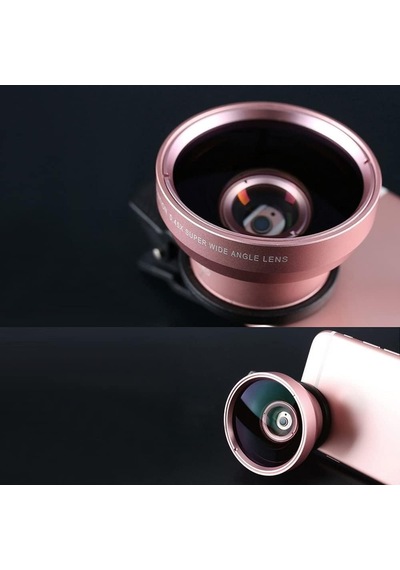 2 Si 1 Arada Klipsli Telefon Kamera Lensi 0.45x Ultra Geniş Açı 10x Makro 37mm Evrensel 49mm Uv Port Rose Gold Diğer