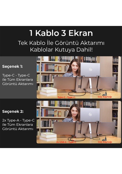 NPO NPM680 14" FHD 1080p IPS Type-C Taşınabilir Dizüstü 3lü Monitör Çoklayıcı Notebook Monitör