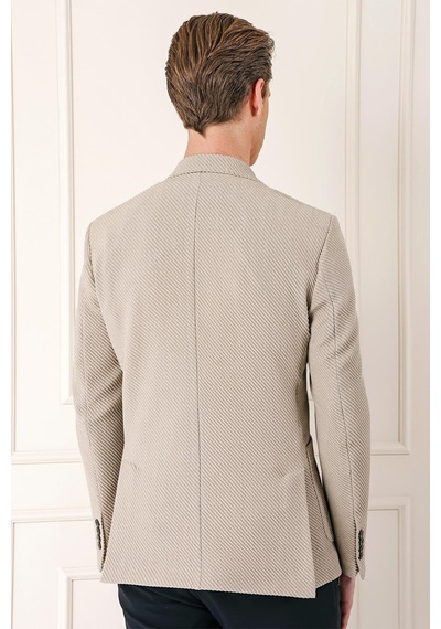 Efor Comfort Fit Torba Cep Şeritli Dokuma Pamuk Casual Taş Ceket C 670 Taş