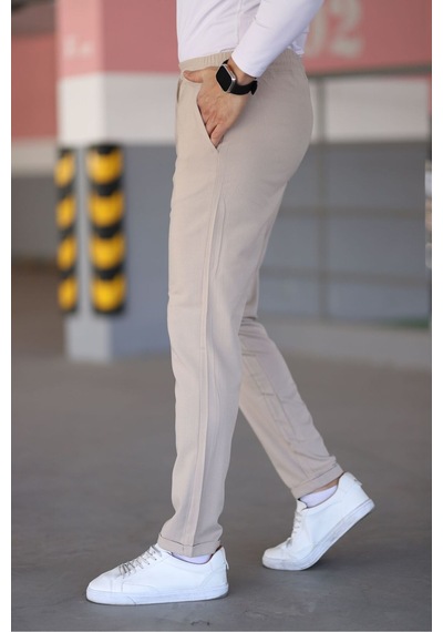 Bürke Erkek Krem Renk Beli Lastikli Bağcıklı Esnek Fitted Jogger Pantolon Kumaş Pantolon Bürke Erkek Krem Renk Beli Lastikli Bağcıklı Esnek Fitted Jogger Pantolon Kumaş Pantolon