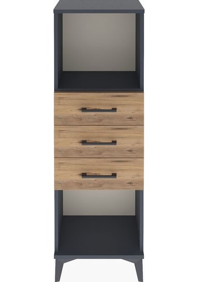 Arges Dolap Tek Raflı 3 Çekmeceli 44x30x134 Antrasit-çam Antrasit