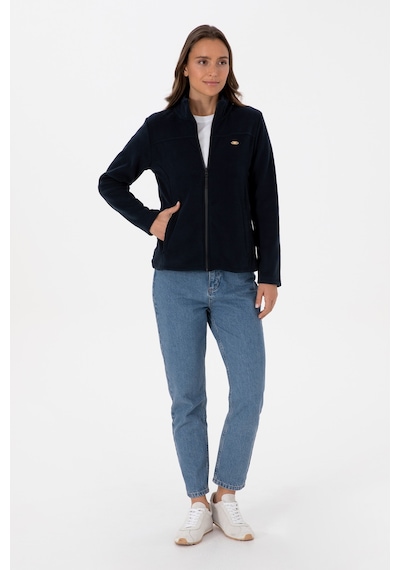 U.S. Polo Assn. Kadın Lacivert Fermuarlı Dik Yaka Polar Sweatshirt 50316729-VR059