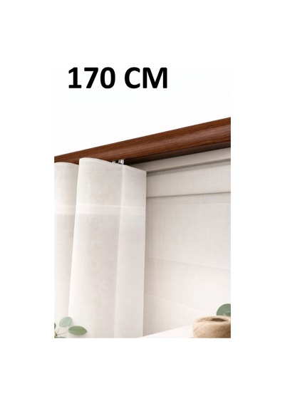 Ceviz Dekoratif Ray 2 Kanallı Dekoratif Metal Perde Kornişi Ceviz170cm - 847807672 Ceviz170cm