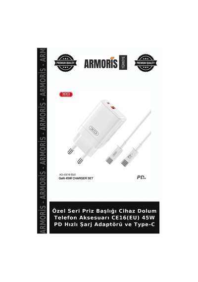 Özel Seri Priz Başlığı Cihaz Dolum Telefon Aksesuarı Ce16 Eu 45w Pd Hızlı Şarj Adaptörü Ve Type-c