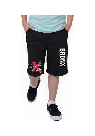 Fyk Kids Bronx Urban Style Yazı Baskılı, Erkek Çocuk Kapri&şort Siyah