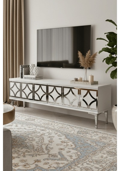 Tsa1237bs - Lemtv120 Tv Stand, Tv Sehpası Beyaz - Sılver 120cm