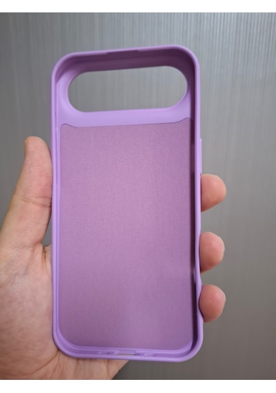 Apple Uyumlu iPhone 17 Air Logolu İçi Kadife Silikon Lansman Kılıf Lila