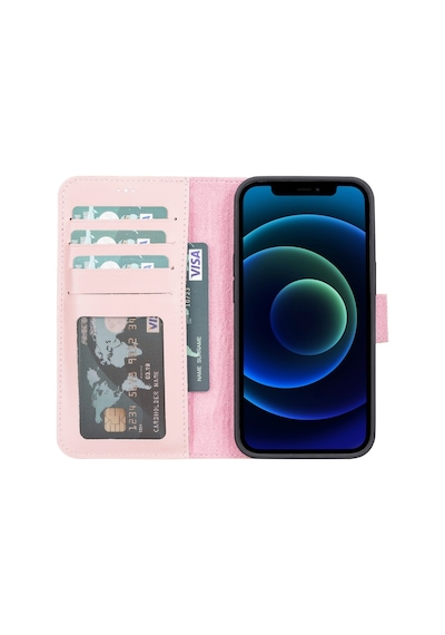 Apple İphone 13 Uyumlu Deri Cüzdanlı Kılıf Nu2 Pembe Diğer