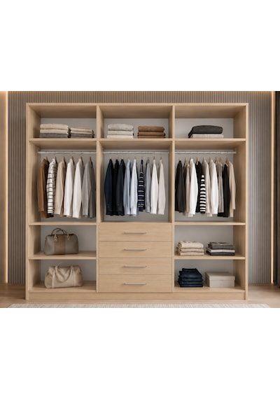 Asel Tamamı Mdf 6 Kapaklı Gardırop Dolap Meşe 260 Cm
