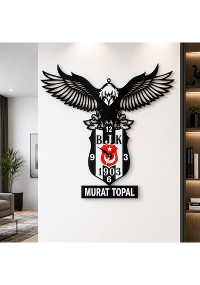 Kişiye Özel İsimli Beşiktaş Kartal Duvar Saati 45x40 Cm 3 Mm Mdf Lazer Kesim Siyah Beyaz Kişiye Özel İsimli Beşiktaş Kartal Duvar Saati 45x40 Cm 3 Mm Mdf Lazer Kesim Siyah Beyaz