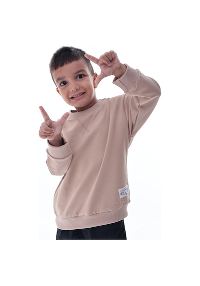 Erkek Çocuk Bej Sweatshirt %100 Pamuk 12 Ay 5 Yaş Rahat Kalıp Basic Günlük Üst Bej
