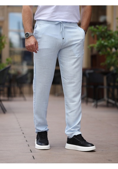 Keten Jogger Pantolon Açık Mavi
