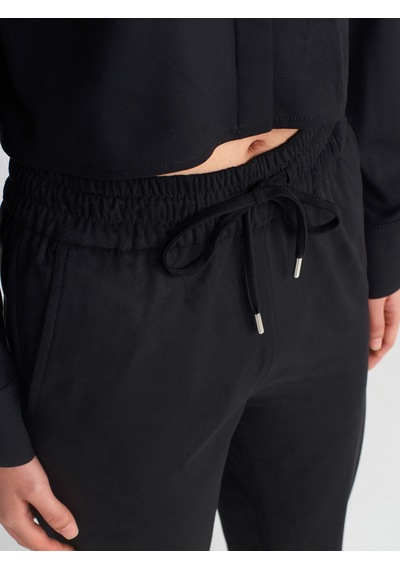 Dilvin 71594 Manşetli Jogger Süet Pantolon Siyah