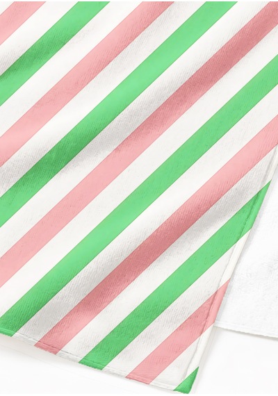 Çizgili Modern Mikroplaj Havlusu - Pastel Yeşil Pembe Minimalist Hızlı Kuruyan Mikrofiber Havlu Gölgeli Akasya