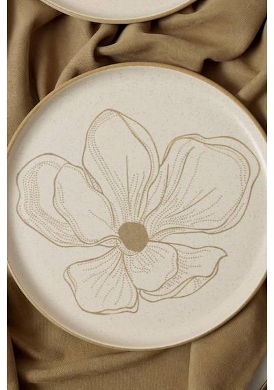 Keramika Taupe Bloom Nordıc Pasta Tabağı 22 Cm 6 Adet 22529 Krem