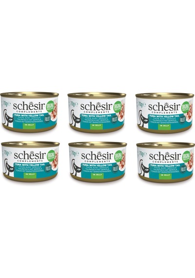 Schesir Ton Ve Sarı Kuyruk Jöleli Tamamlayıcı Kedi Konservesi 70 Gr. X 6 Adet