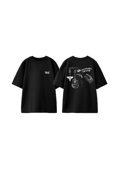 Thewert The Last Of Us Çizim Tasarım Sırt Baskılı Pamuk Siyah Oversize T-shirt