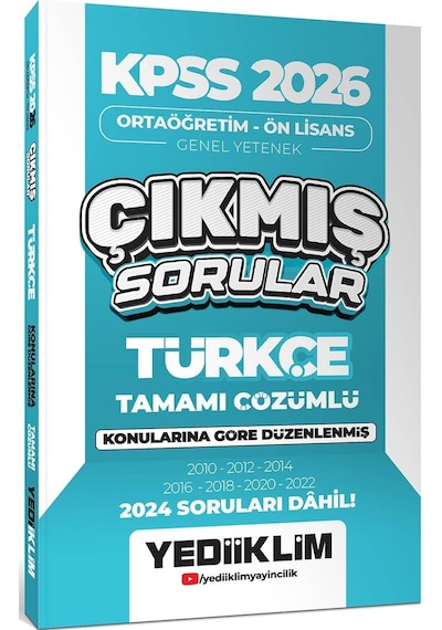 Yediiklim Kpss 2026 Ortaöğretim Önlisans Türkçe Konularına Göre Çıkmış Sorular 2024 Soruları Dahil