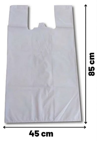Kurban Poşeti Beyaz, 45x85 Cm, 10 Adet - Kalın Sızdırmaz Et -eşya Taşıma Poşeti - Atlet Tipi Saplı