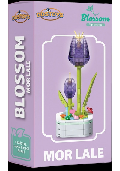 Mikro Blok Kristal Mor Lale Çiçek  Setleri Mini - Çiçek- Blossom Çiçek