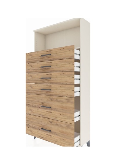 Arges Dolap Tek Raflı 6 Çekmeceli 88x30x182 Aytaşı-çam Aytaşı