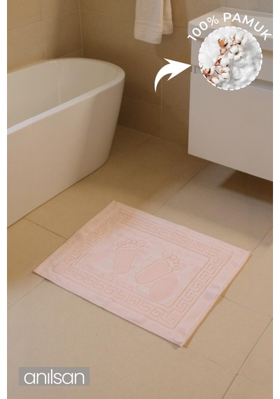 Pudra Greek Ayak Havlusu - 50x70 Cm, 245 Gr, %100 Pamuk, Spa Ve Otel Banyo Paspası, Günlük Kullanıma Uygun Pudra