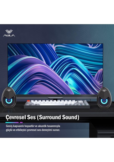 N-69 2 3w Rgb Led Işıklı Masaüstü Oyuncu Laptop Pc Bilgisayar Hoparlörü