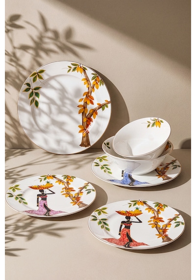 Karaca Elegance Bone Samira 24 Parça 6 Kişilik Yemek Takımı Renkli