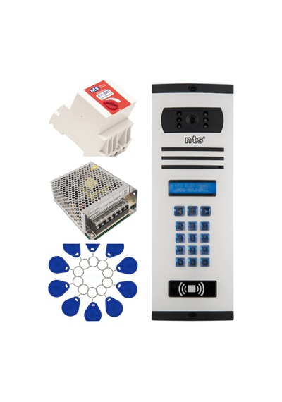 10 Daire Nts 2001-b 4,3'' Görüntülü Diafon Beyaz-8004 Tuş Takımlı Şifreli+geçişli Zil Panelli Set