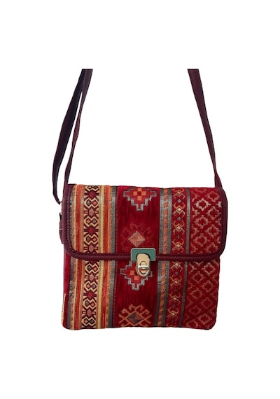 Otantik Kilim Desenli Omuz Çantası Çok Renkli