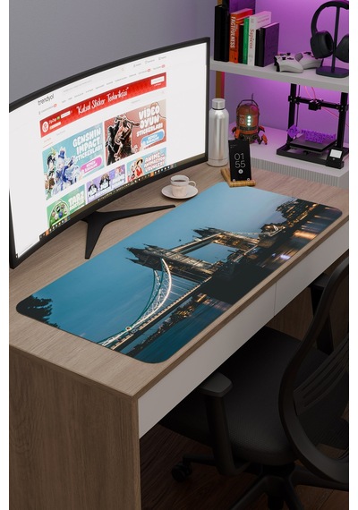 London Londra İngiltere 2 V4 90x40 Xxl Gaming Kauçuk Kaymaz Taban Mouse Pad Fare Altlığı