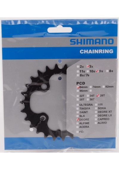 Shimano Deore FC-M590 / FC-M591  104mm BCD 26T Orta Yaprak Dişlis Siyah
