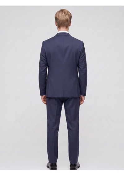 Tk6896 Erkek 3 Parça Slim Fit Çift Yırtmaçlı Takım Elbise Yelekli Şık Klasik Takım 6 Drop Lacivert