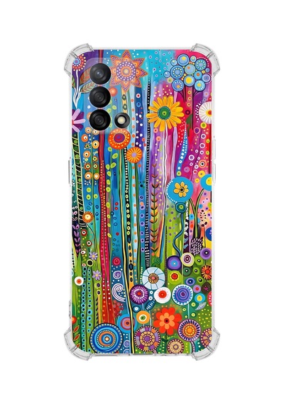 Printify Oppo A74 İle Uyumlu Düşlerin Dansı Serisi Folklorik Bahçe Tasarımlı Uv Baskılı Köşe Korumalı Antişok Kılıf Şeffaf