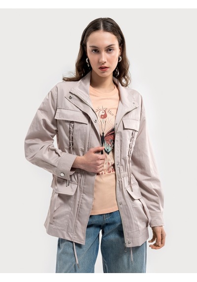 Loose Fit Kadın Yağmurluk Taş