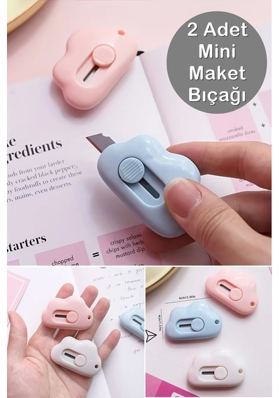 2 Adet Taşınabilir Sevimli Bulut Şeklinde Falçata - Mini Maket Bıçağı