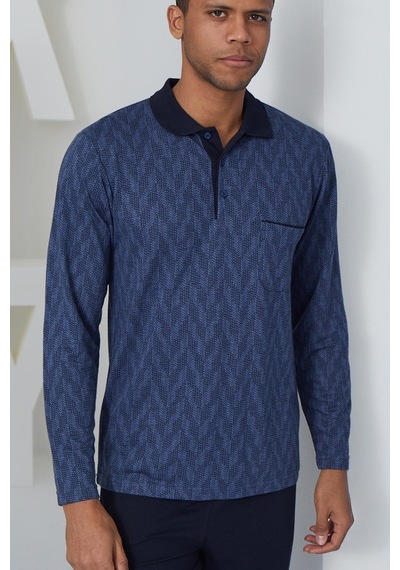 Kly Erkek Uzun Kol Polo Yaka İndigo Pijama Takımı C9t2n4o7 001
