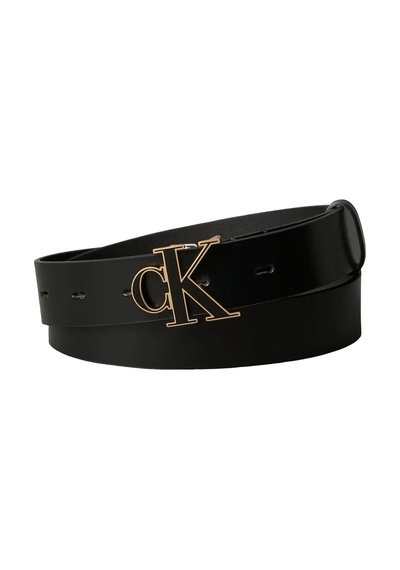 Calvin Klein Round Ck Buckle 30mm Kadın Siyah Deri Logo Tokalı Kemer
