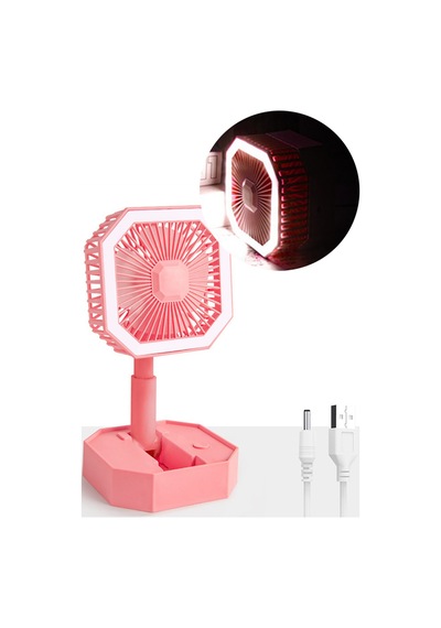 Ledli Katlanabilir Ergonomik Masa Üstü Fan Led Işıklı Güçlü Masa Üstü Katlanabilir Çanta Boy Fan
