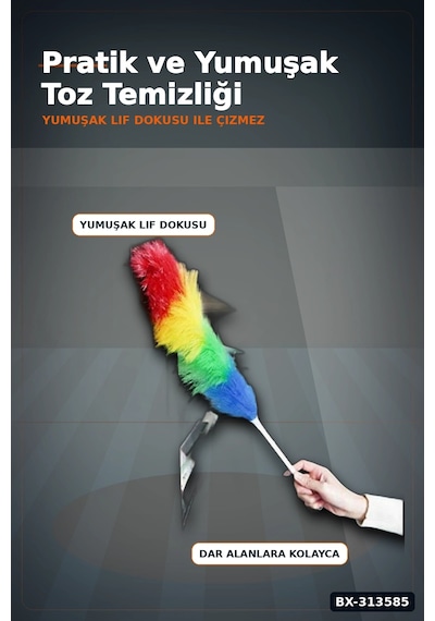 Yumuşak Lifli Peluş Toz Alma Fırçası - Renkli Püsküllü 1 Adet Ev Temizlik Aparatı Bx-313585 Çok renkli