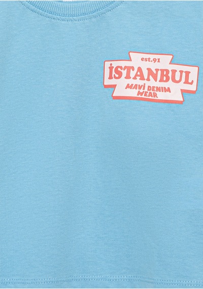 Çocuk Mavi - Baskılı Mavi Tişört 7610233-88134 Mavi