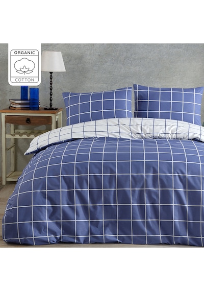 %100 Pamuklu Tek Kişilik Nevresim Takımı 160x220 2 Yastık Kılıflı Lastikli Çarşaflı 120x200+30 Mavi