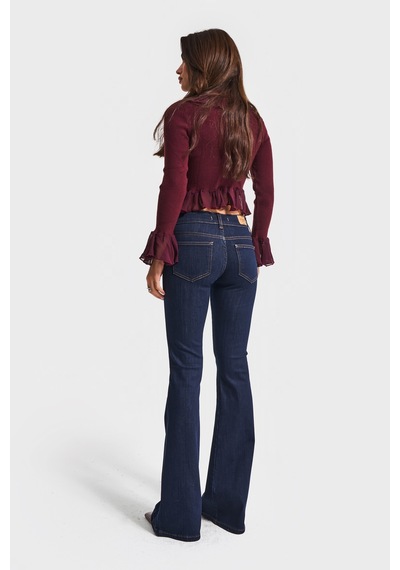 Itsbasic Kadın İndigo Renk 7w5-50 Swl Midrise Flare Fit Esnek Elastan Kumaş Orta Bel Denim Jean