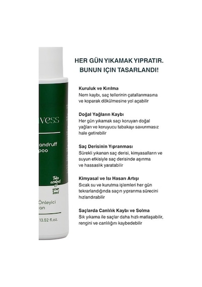Louvess Kepek Önleyici Şampuan Çay Ağacı ve Ardıç Katranı İle Güçlendirilmiş Kepek Karşıtı Şampuan 400 ML